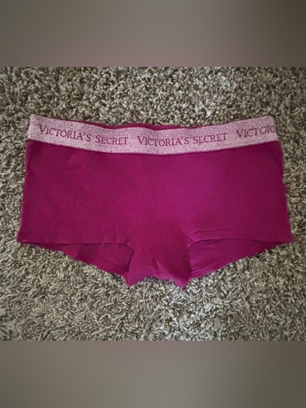 Victoria's Secret Hot Pink Cotton Boyshorts with Glitter Waistband